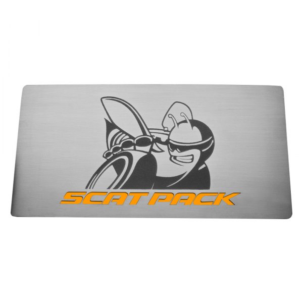 American Car Craft® - Brushed Fuse Box Cover Top Plate with HEMI Orange SuperBee Logo