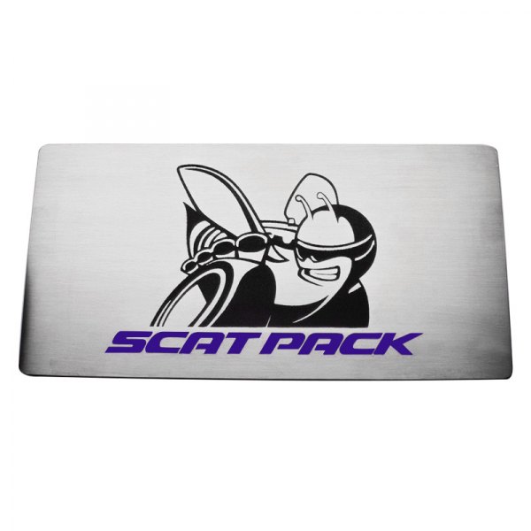 American Car Craft® - Brushed Fuse Box Cover Top Plate with Plum Crazy Purple SuperBee Logo