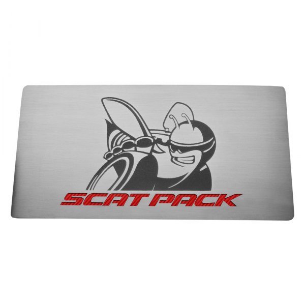 American Car Craft® - Brushed Fuse Box Cover Top Plate with Red SuperBee Logo