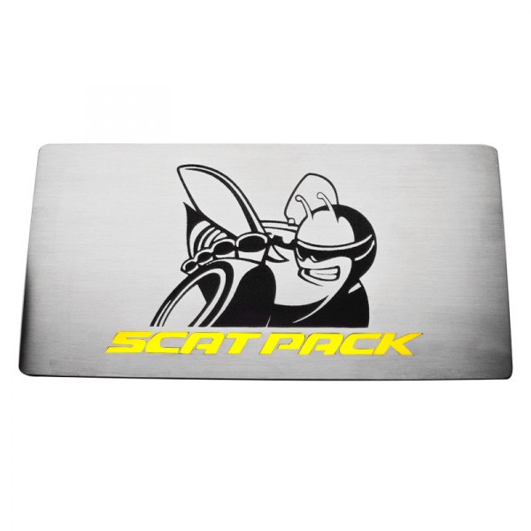 American Car Craft® - Brushed Fuse Box Cover Top Plate with Yellow SuperBee Logo