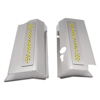 ACC® - Non-Illuminated Polished Fuel Rail Covers with Yellow Carbon Fiber Challenger Logo
