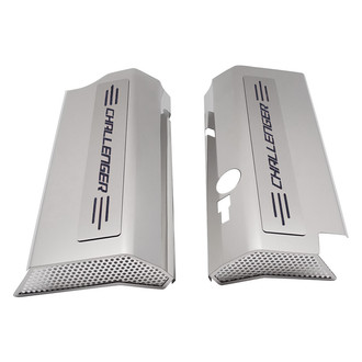ACC® - Non-Illuminated Polished Fuel Rail Covers with Brushed Black Solid Challenger Logo