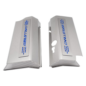 ACC® - Non-Illuminated Polished Fuel Rail Covers with Blue Carbon Fiber Challenger Logo