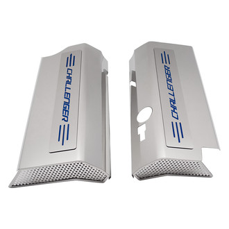 ACC® - Non-Illuminated Polished Fuel Rail Covers with Dark Blue Solid Challenger Logo