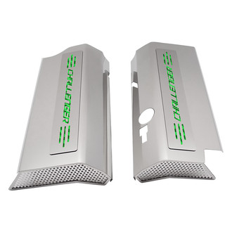 ACC® - Non-Illuminated Polished Fuel Rail Covers with Green Carbon Fiber Challenger Logo
