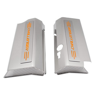 ACC® - Non-Illuminated Polished Fuel Rail Covers with HEMI Orange Solid Challenger Logo