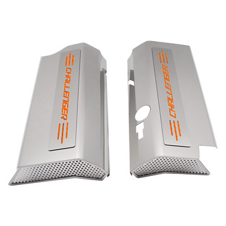 ACC® - Non-Illuminated Polished Fuel Rail Covers with Orange Carbon Fiber Challenger Logo