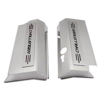 ACC® - Non-Illuminated Polished Fuel Rail Covers with Black Solid Challenger Logo