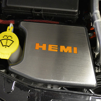 ACC® - Brushed Anti Lock Brake Cover Top Plate with HEMI Orange Solid HEMI Logo