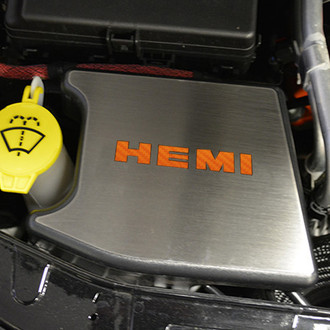 ACC® - Brushed Anti Lock Brake Cover Top Plate with Orange Carbon Fiber HEMI Logo