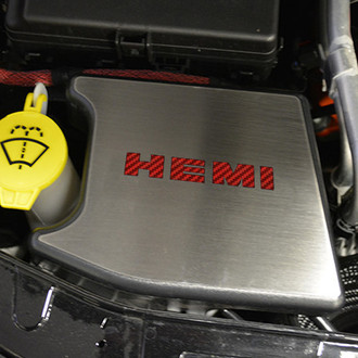 ACC® - Brushed Anti Lock Brake Cover Top Plate with Red Carbon Fiber HEMI Logo