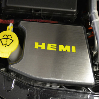 ACC® - Brushed Anti Lock Brake Cover Top Plate with Yellow Solid HEMI Logo