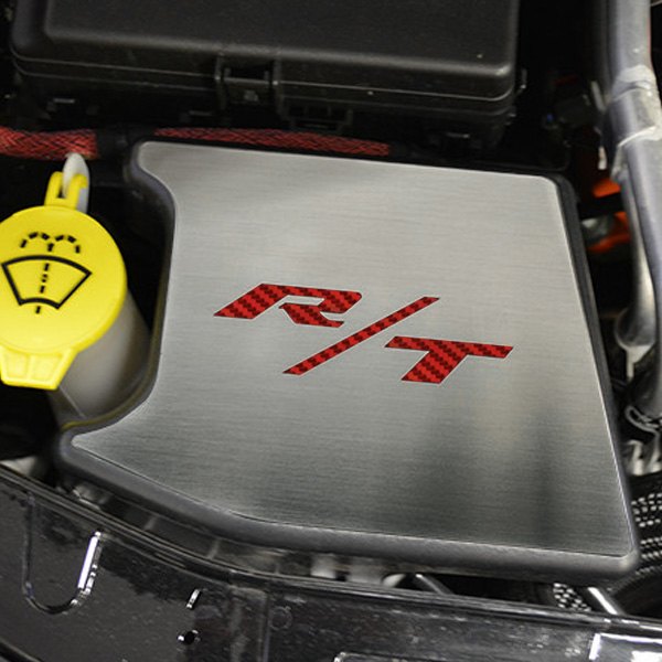 American Car Craft® - Brushed Anti Lock Brake Cover Top Plate with Red RT Logo