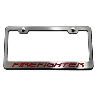ACC® - Brushed License Plate Frame with Red Firefighter Logo