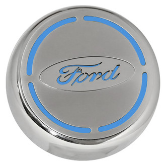 ACC® - Brushed Engine Fluid Caps with Ford Blue Solid Ford Logo