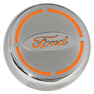 ACC® - Brushed Engine Fluid Caps with Orange Fury Solid Ford Logo