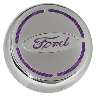 ACC® - Brushed Engine Fluid Caps with Purple Carbon Fiber Ford Logo