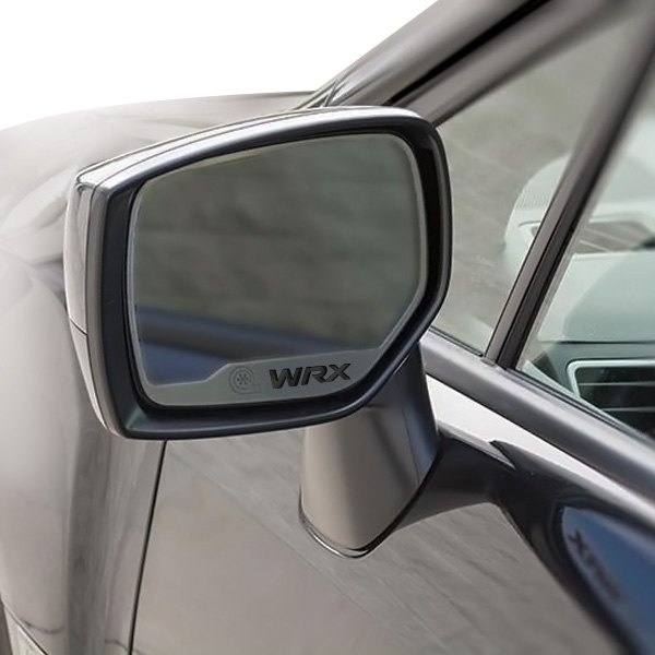 American Car Craft® - Brushed Side View Mirror Trim with Black Carbon Fiber WRX Logo