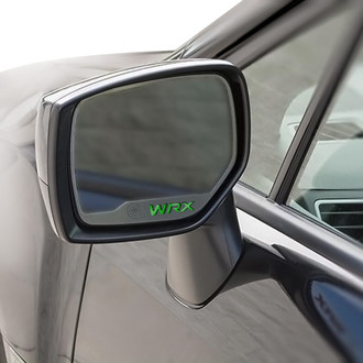 ACC® - Brushed Side View Mirror Trim with Green Carbon Fiber WRX Logo