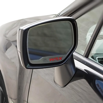 ACC® - Brushed Side View Mirror Trim with Red Carbon Fiber WRX Logo