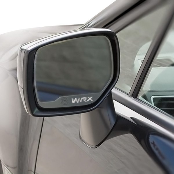 American Car Craft® - Brushed Side View Mirror Trim with White Carbon Fiber WRX Logo