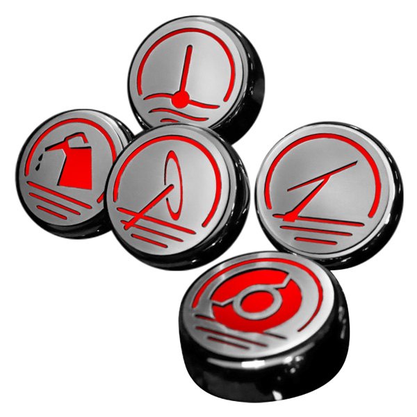 American Car Craft® - Executive Series Chrome Bright Red Solid Cap Cover Set