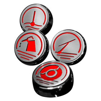 ACC® - Executive Series Chrome Cap Cover Set with Bright Red Solid Logo