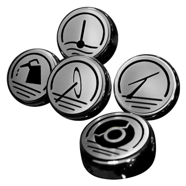 American Car Craft® - Executive Series Chrome Cap Cover Set with Black Logo