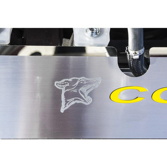 ACC® - Brushed Radiator Cover Vanity Plate with Yellow Solid Etched Logo and Coyote Lettering