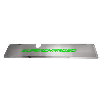 ACC® - Brushed Radiator Cover Vanity Plate with Bullet Green Solid Supercharged Lettering