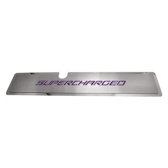 ACC® - Brushed Radiator Cover Vanity Plate with Purple Carbon Fiber Supercharged Lettering