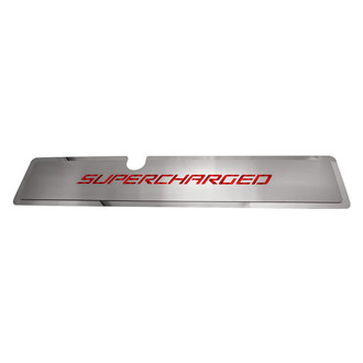 ACC® - Brushed Radiator Cover Vanity Plate with Red Carbon Fiber Supercharged Lettering