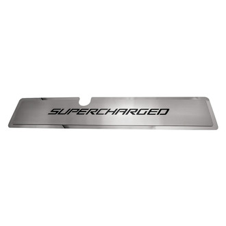 ACC® - Brushed Radiator Cover Vanity Plate with Black Solid Supercharged Lettering