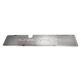 ACC® - Brushed Radiator Cover Vanity Plate with White Carbon Fiber Supercharged Lettering