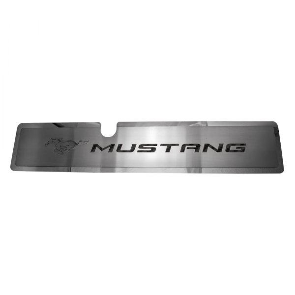 American Car Craft® - Brushed Radiator Cover Vanity Plate with Black Etched ''Pony'' and ''Mustang'' Lettering