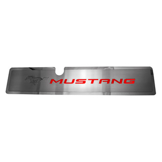 ACC® - Brushed Radiator Cover Vanity Plate with Bright Red Solid Etched ''Pony'' and ''Mustang'' Lettering