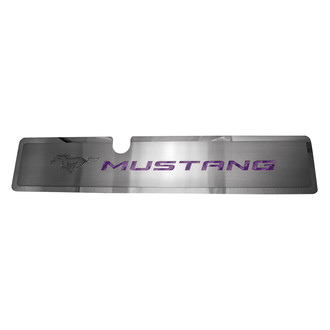 ACC® - Brushed Radiator Cover Vanity Plate with Purple Carbon Fiber Etched ''Pony'' and ''Mustang'' Lettering