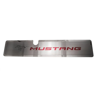 ACC® - Brushed Radiator Cover Vanity Plate with Red Carbon Fiber Etched ''Pony'' and ''Mustang'' Lettering
