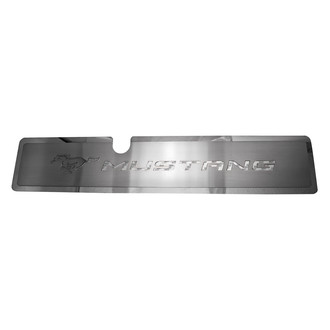 ACC® - Brushed Radiator Cover Vanity Plate with White Carbon Fiber Etched ''Pony'' and ''Mustang'' Lettering