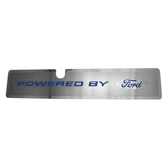 ACC® - Brushed Radiator Cover Vanity Plate with Ford Blue Solid "Powered by Ford" Lettering and Logo