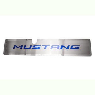 ACC® - Brushed Radiator Cover Vanity Plate with Blue Carbon Fiber "Mustang" Lettering