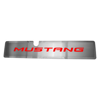ACC® - Brushed Radiator Cover Vanity Plate with Bright Red Solid "Mustang" Lettering