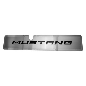 ACC® - Brushed Radiator Cover Vanity Plate with Black Solid "Mustang" Lettering