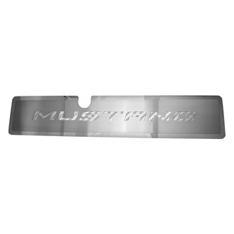 ACC® - Brushed Radiator Cover Vanity Plate with White Carbon Fiber "Mustang" Lettering