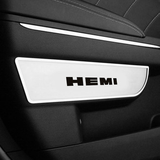 ACC® - Brushed Front Door Badge Plates with Black HEMI Logo