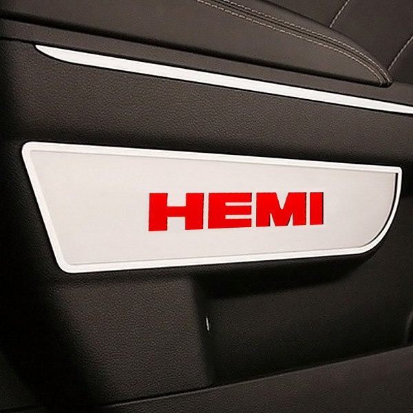 American Car Craft® - Brushed Front Door Badge Plates With HEMI Logo