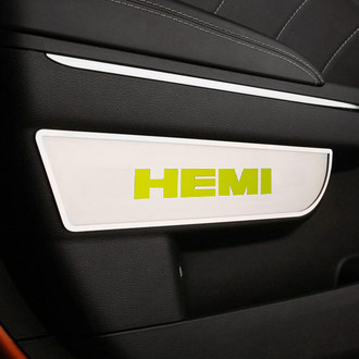 ACC® - Brushed Front Door Badge Plates with Sublime Green HEMI Logo
