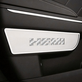 ACC® - Brushed Front Door Badge Plates with White HEMI Logo
