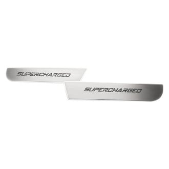 ACC® - Brushed Front Door Badge Plates with Brushed Black Supercharged Logo