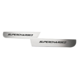 ACC® - Brushed Front Door Badge Plates with Black Supercharged Logo